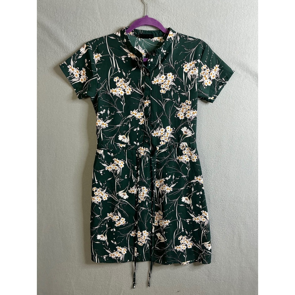 KYRA Dress Women's 10 Floral Print Dress Short Sleeve Button Down Casual